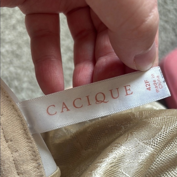 Cacique Tan Floral Lace Lightly Line Balconette Bra Adjustable Straps 42F - Picture 14 of 14